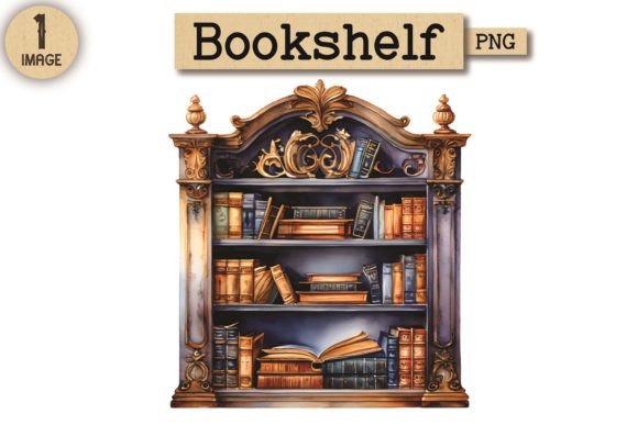Bookshelf Watercolor Clipart PNG 7 Illustrations Review