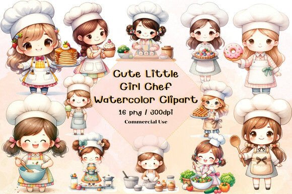 Cute Little Girl Chef Illustrations: A Design Review