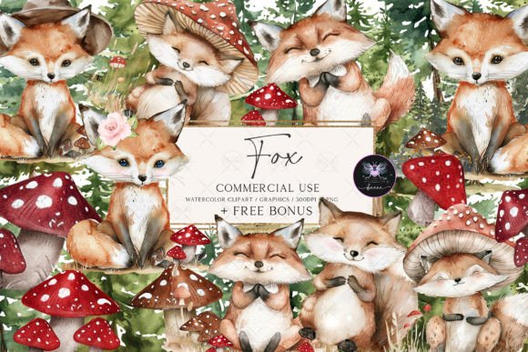 Forest Animals Watercolor Clipart for Editorial Illustrations