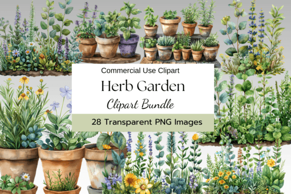 Herb Garden Watercolor Clipart Illustrations Review