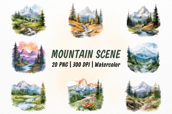 Mountain Scene Watercolor Clipart: Illustrations Review
