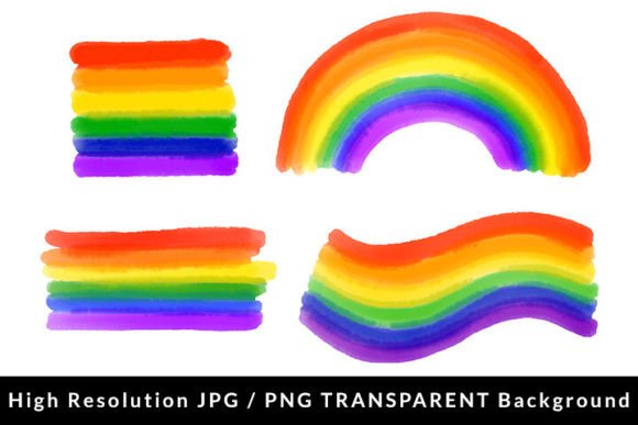 Set of Rainbow Pride Flag Watercolor PNG: A Vibrant Illustrations Asset
