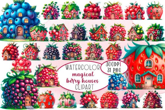 Summer Magical Berry Houses Illustrations Review