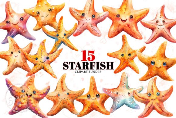 Summer Watercolor Cute Starfish Clipart Illustrations Review