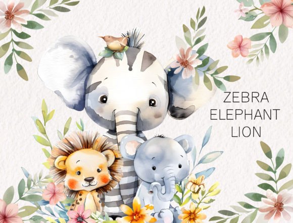 Watercolor Africa Little Animal Clipart for Illustrations
