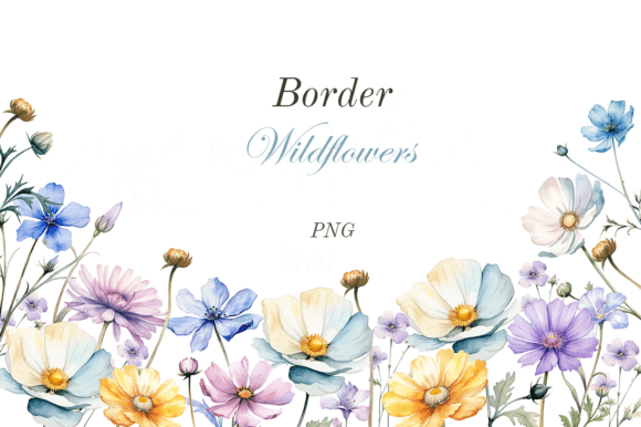 Watercolor Blue Wildflowers Border Illustrations Review