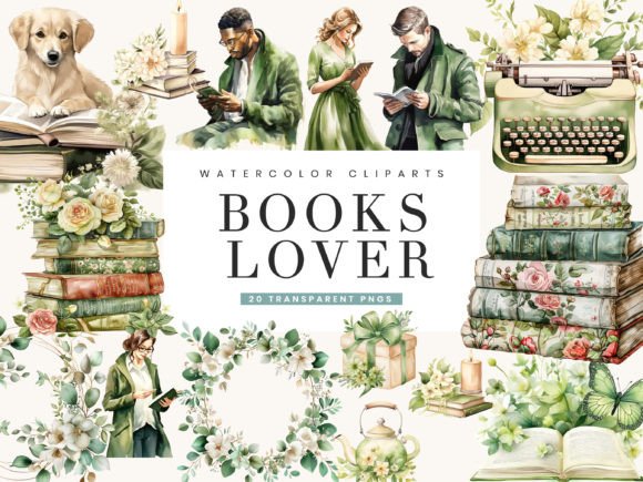 Watercolor Books Lover Clipart: Illustrations Review