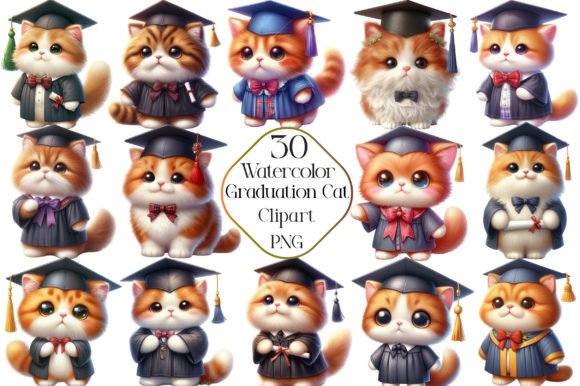 Watercolor Cute Graduation Cat Clipart: Illustrations Review