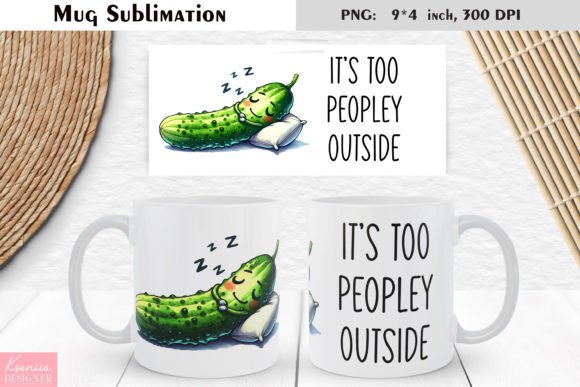 Watercolor Funny Pickled Cucumber Mug Illustrations