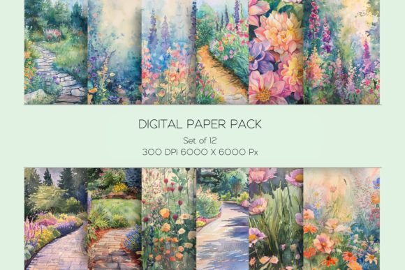 Watercolor Garden Digital Paper Set: Illustrations Review