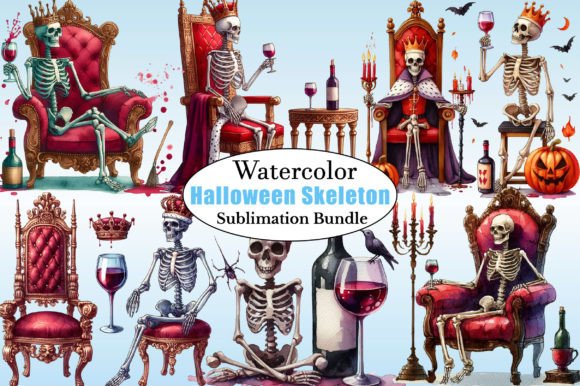Watercolor Halloween Skeleton Wine PNG: Illustrations Review