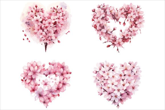 Watercolor Love Shape Floral Design Vect in Illustrations