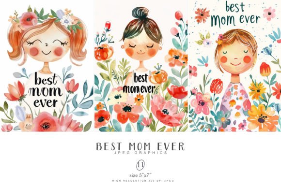 Watercolor Mother's Day Graphics: Editorial Illustrations