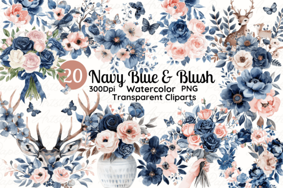 Watercolor Navy Blue and Blush Floral Review