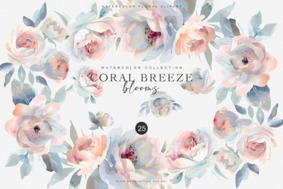 Watercolor Pastel Flowers Clipart Set: Illustrations for Crafters
