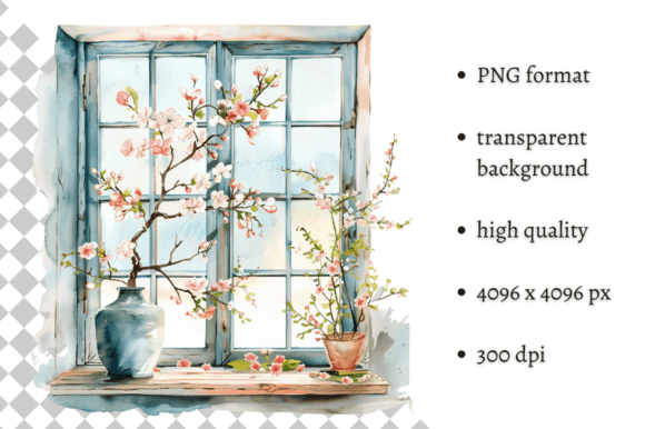 Watercolor Spring Window Illustration Review