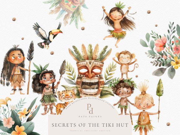 Watercolor Tiki Clipart Bundle: Illustrations Review